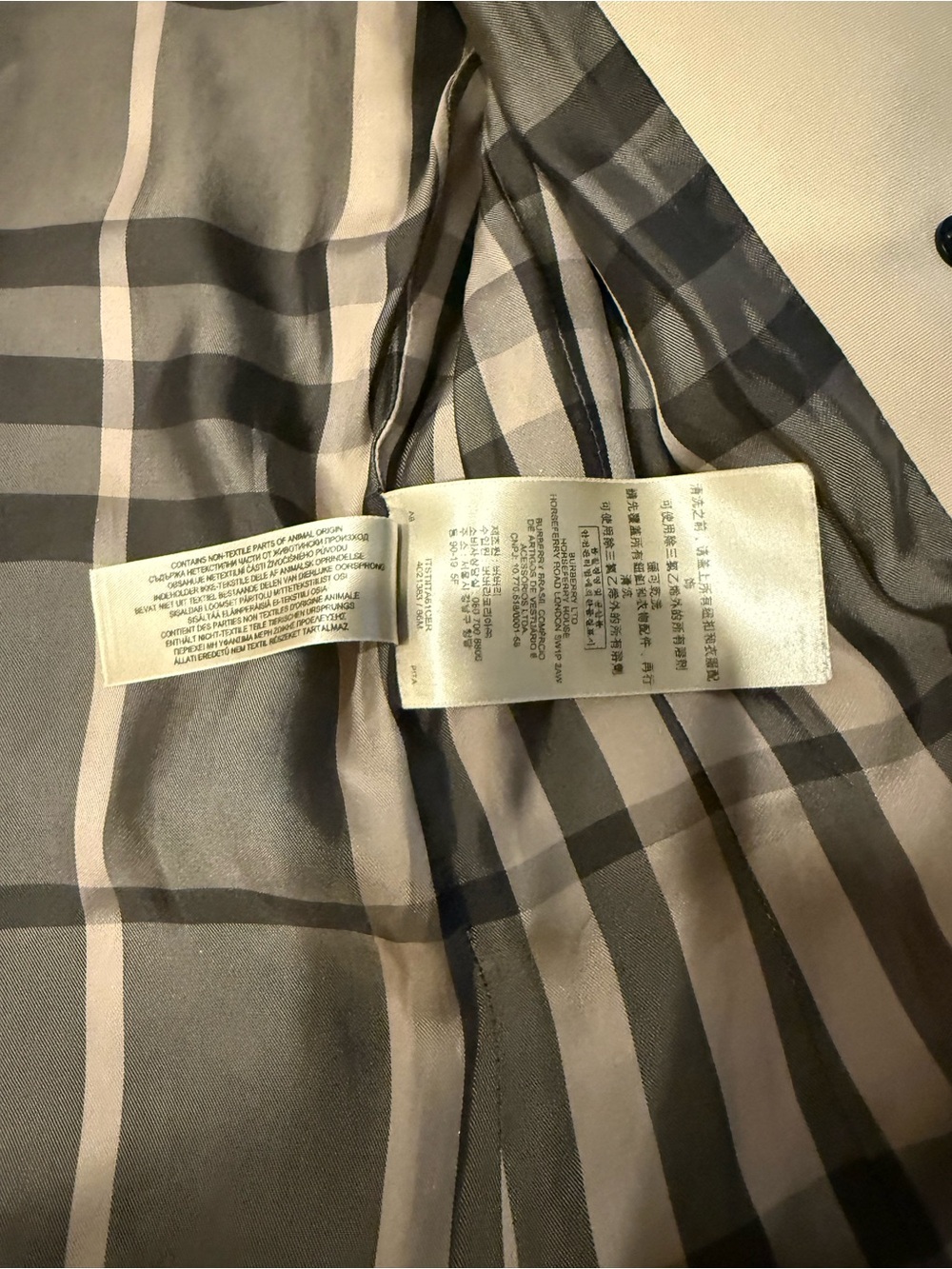 Burberry London Made in Italy Trench Coat Beige Charcoal Mega Check US2 XS - Picture 6 of 8
